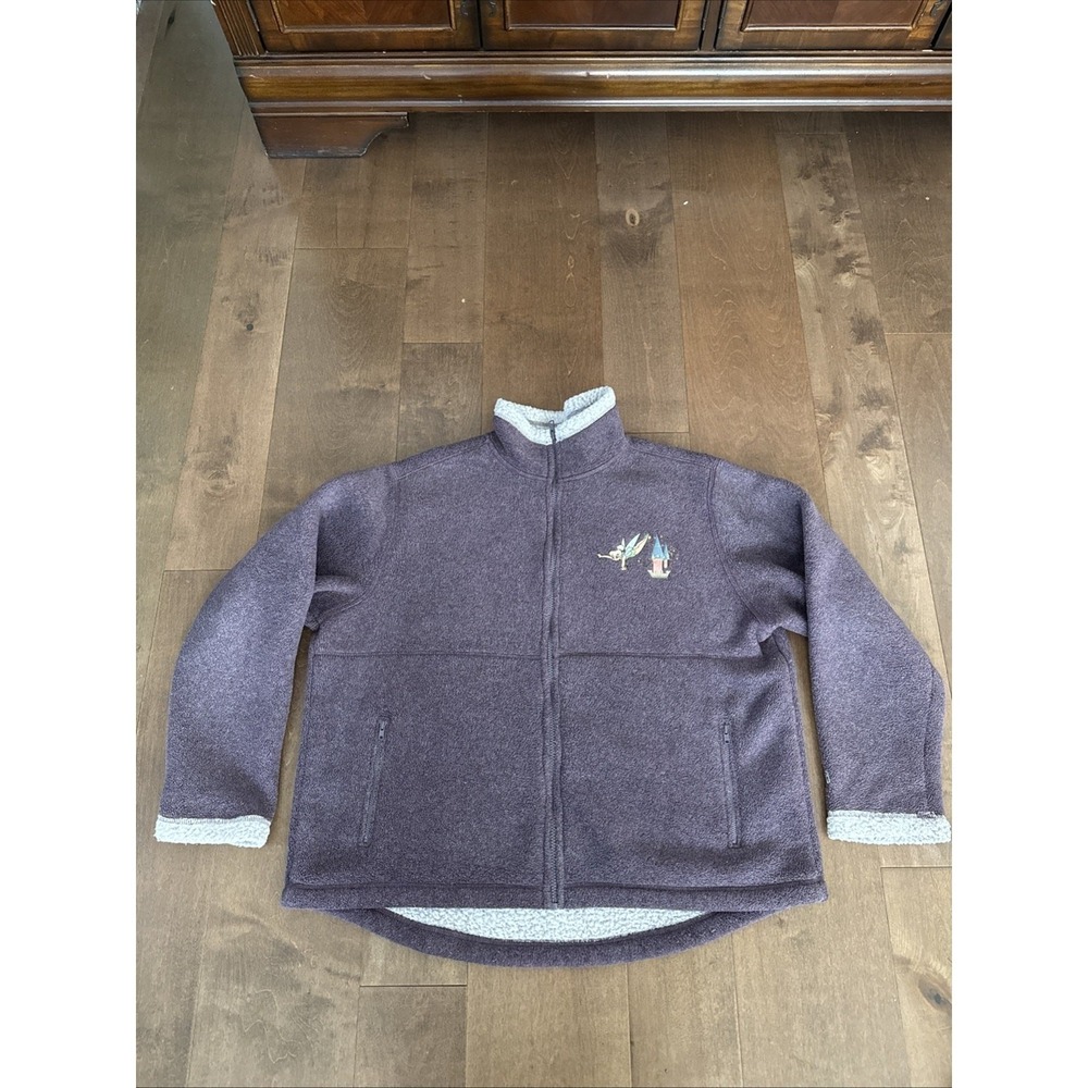 Disneyland Women's Purple Fleece Jacket XL Tinkerbell Full Zip